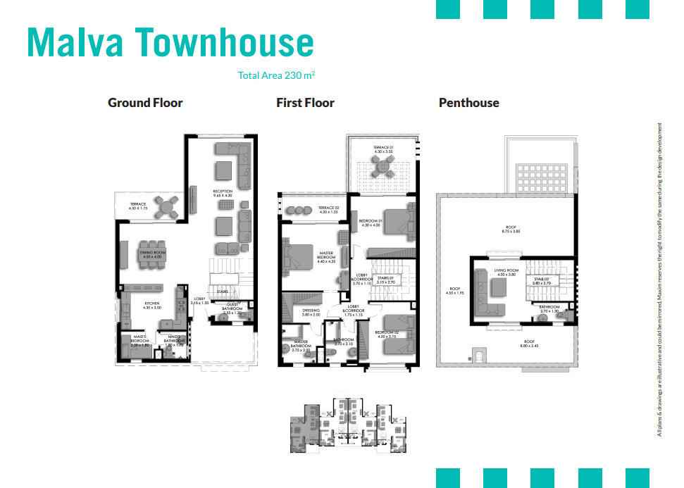 Floor plan for townhouse at Bo Island