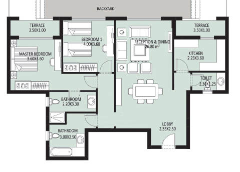 Floor plan for apartment at Bleu Vert