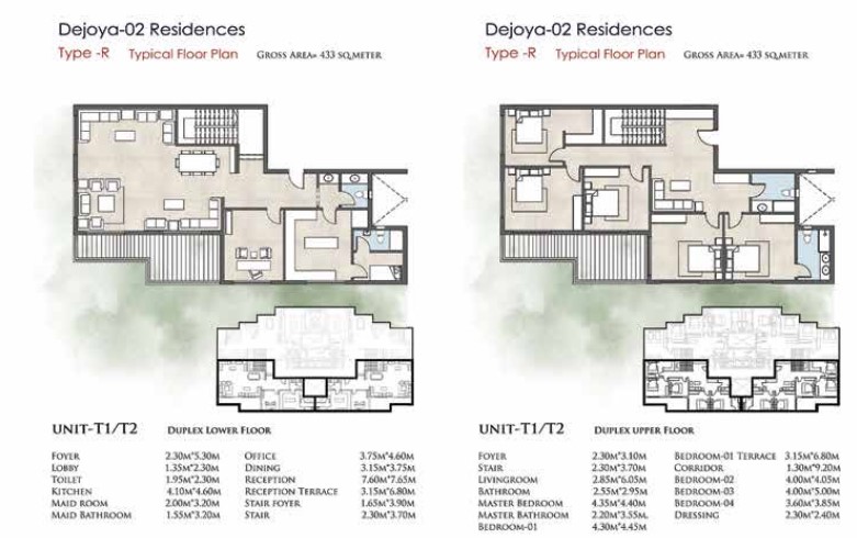 Floor plan for duplex at De Joya 2