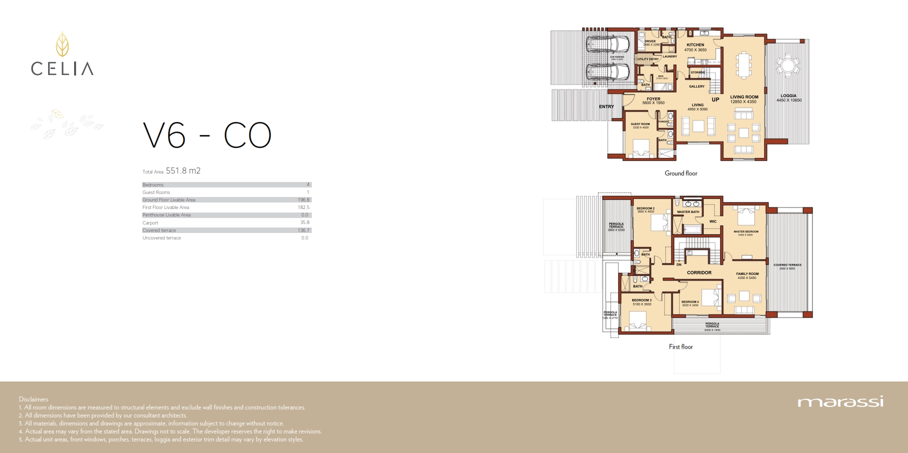 Floor plan for villa at Celia Marassi