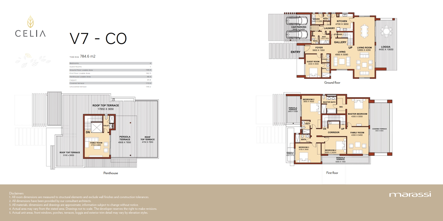 Floor plan for villa at Celia Marassi