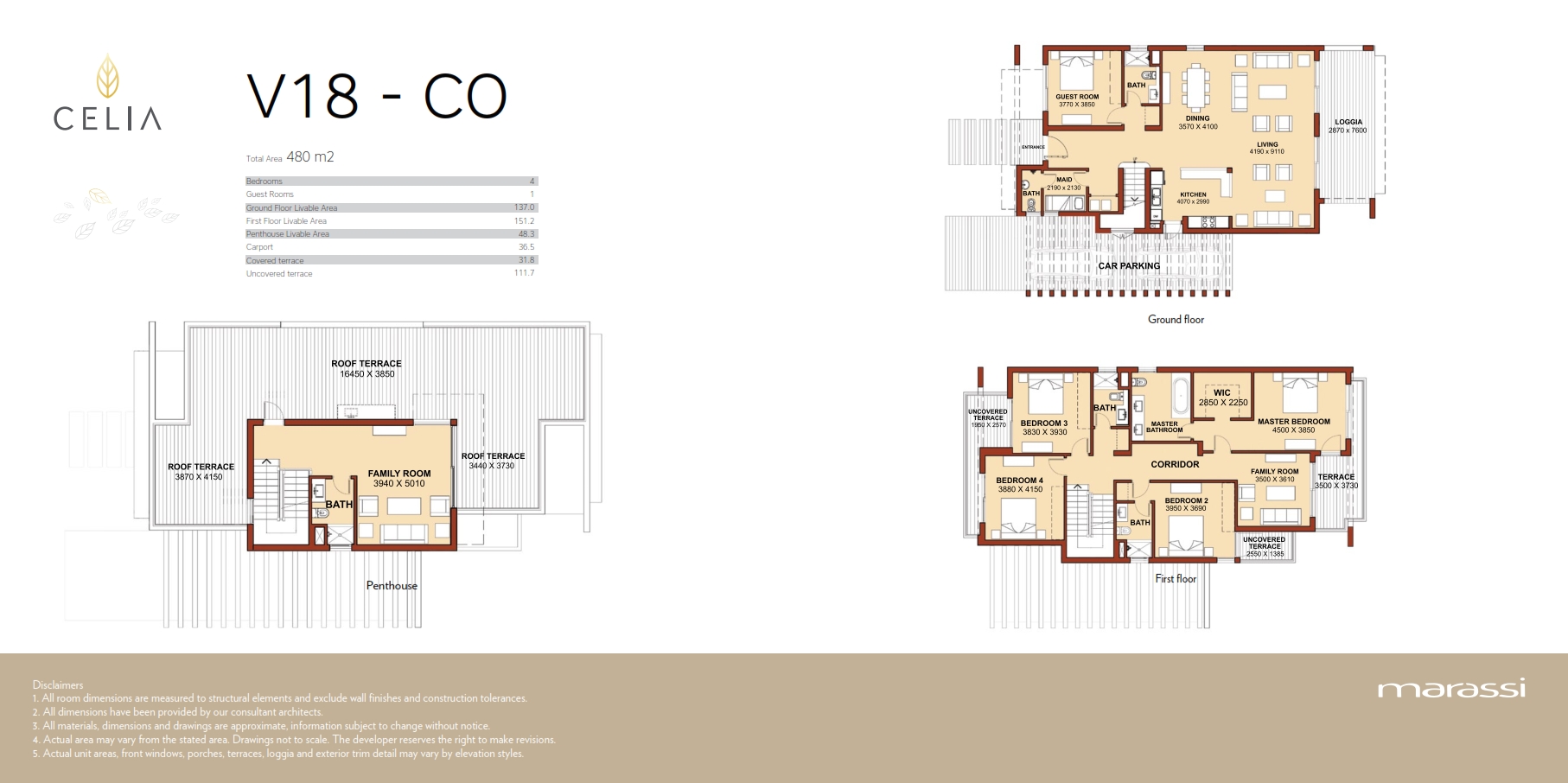 Floor plan for villa at Celia Marassi