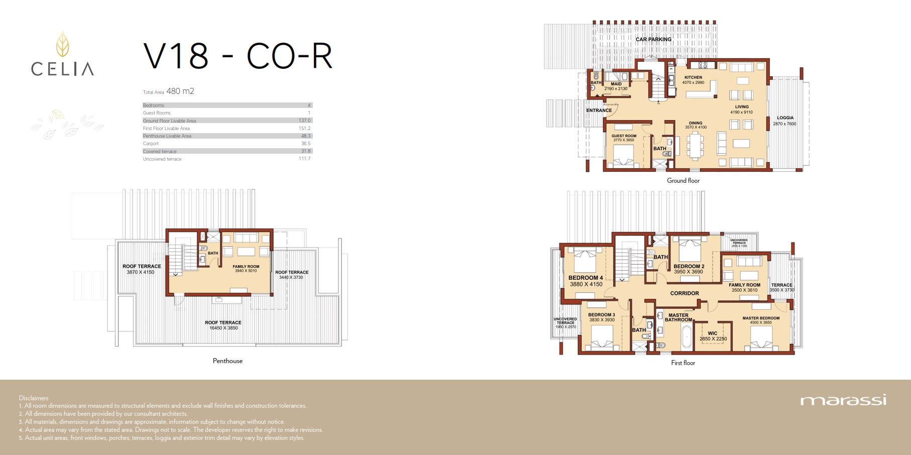 Floor plan for villa at Celia Marassi