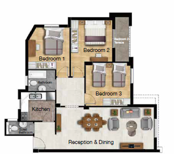 Floor plan for apartment at Ashgar City