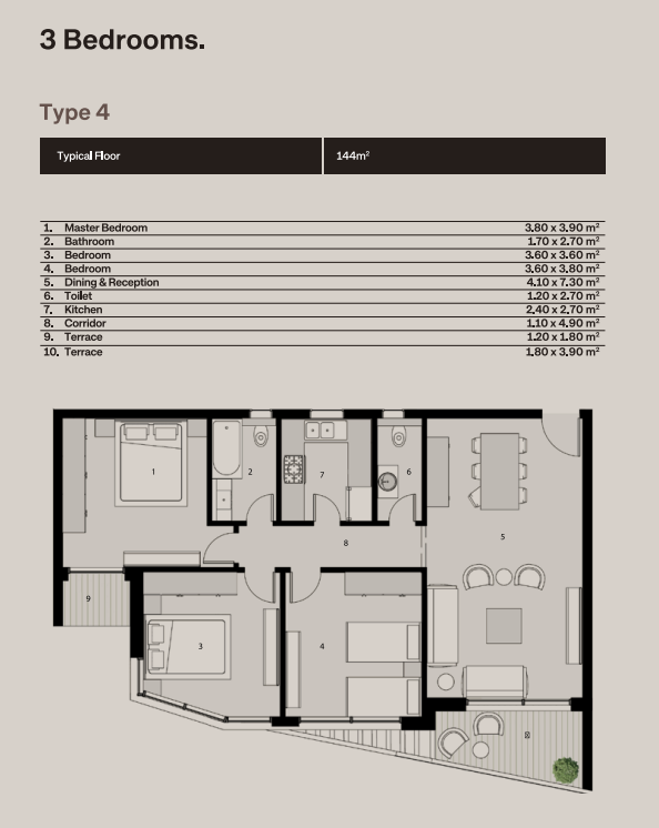 Floor plan for apartment at The Median Residences