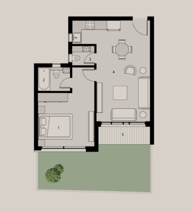 Floor plan for studio at The Median Residences