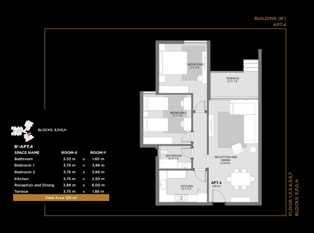 Floor plan for apartment at The Capitalway