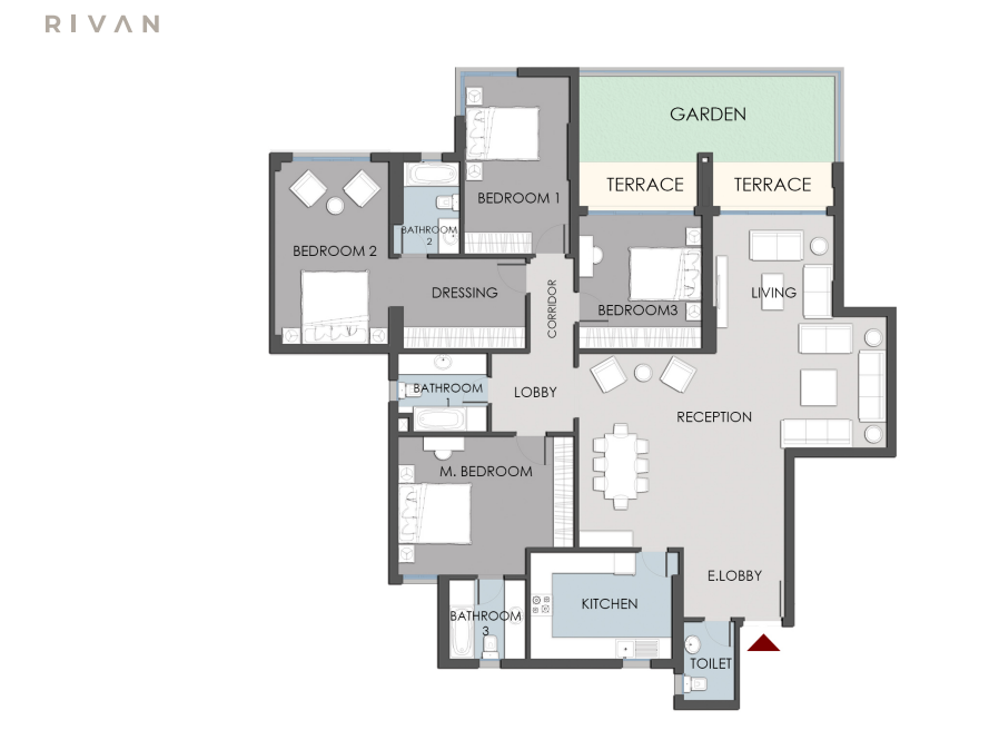 Floor plan for apartment at RIVAN