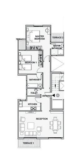 Floor plan for apartment at Sarai