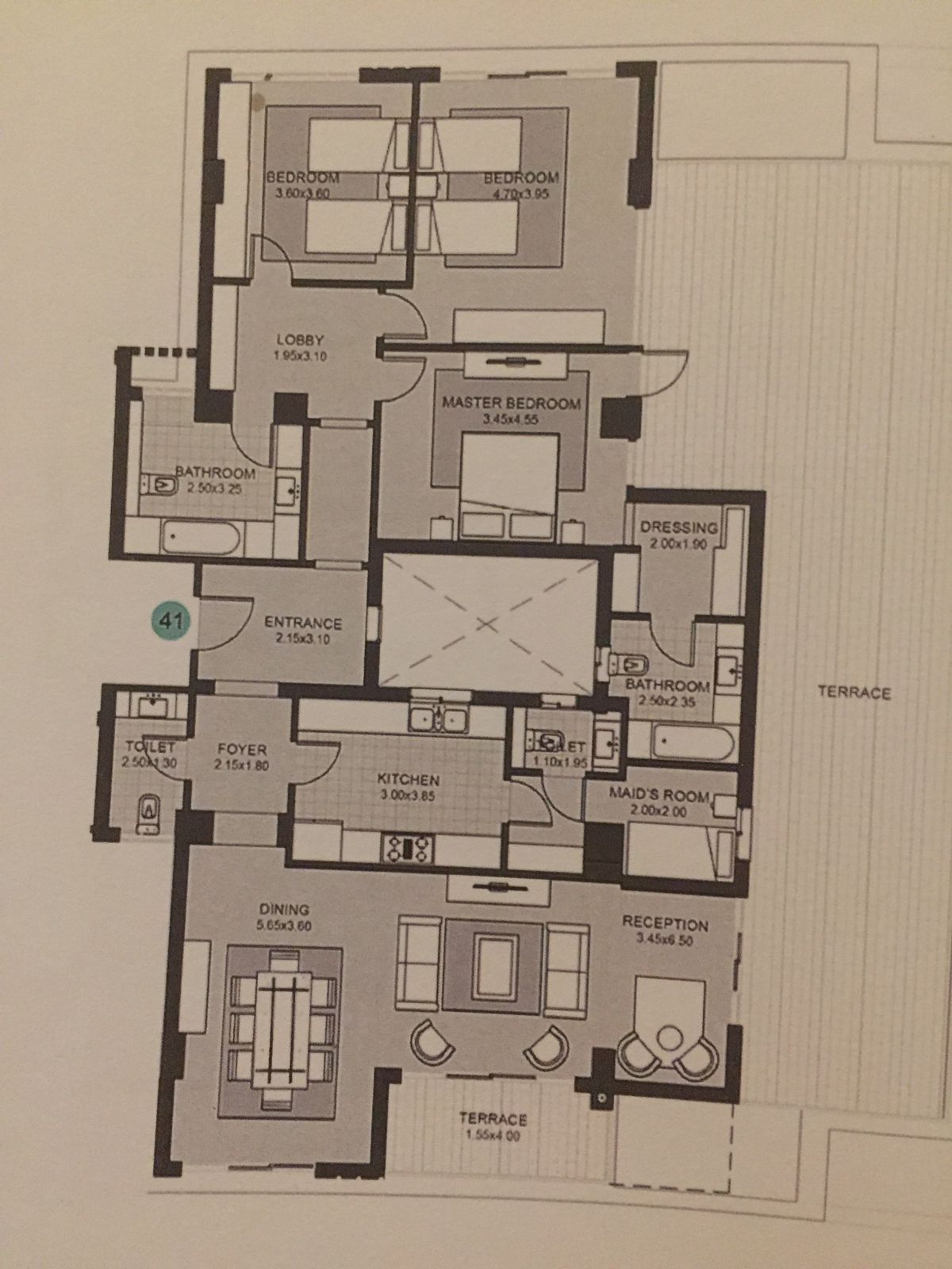 Floor plan for penthouse at Sky Condos