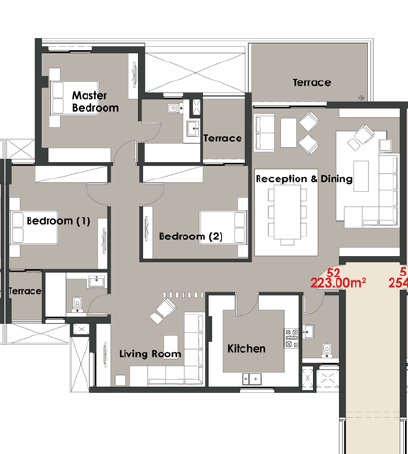 Floor plan for apartment at Palm Hills New Cairo