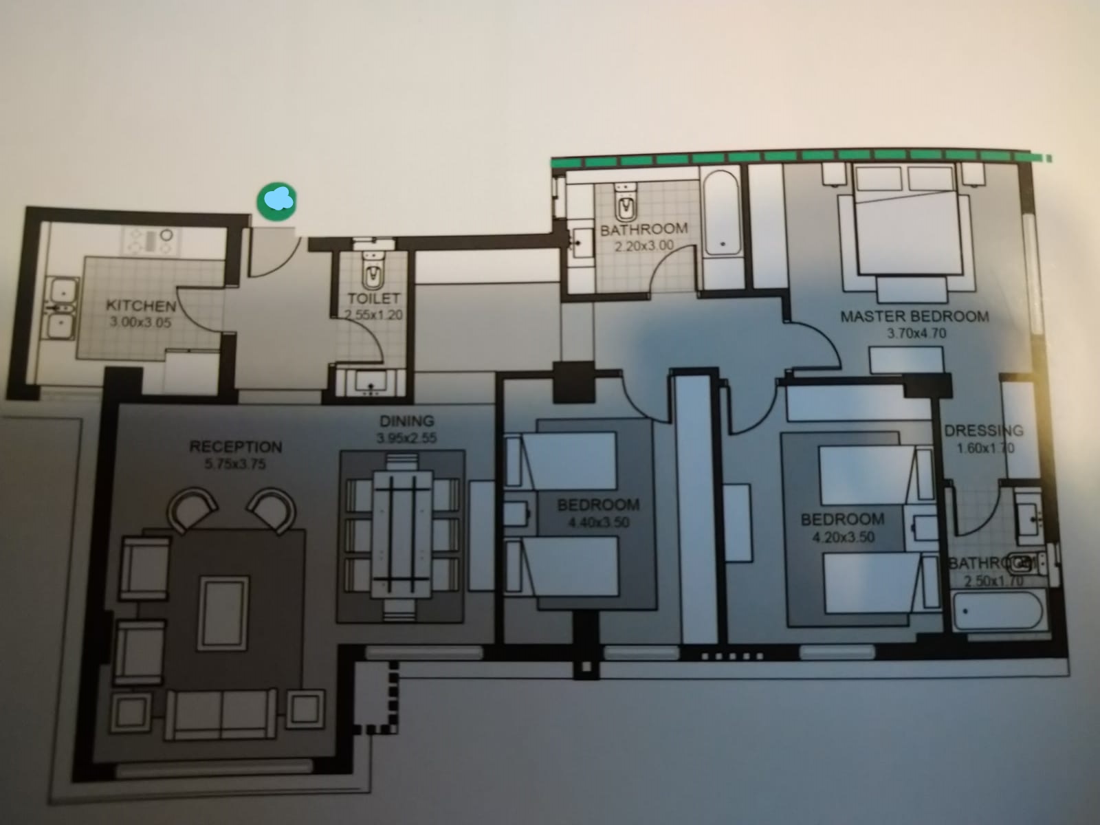 Floor plan for apartment at Sky Condos