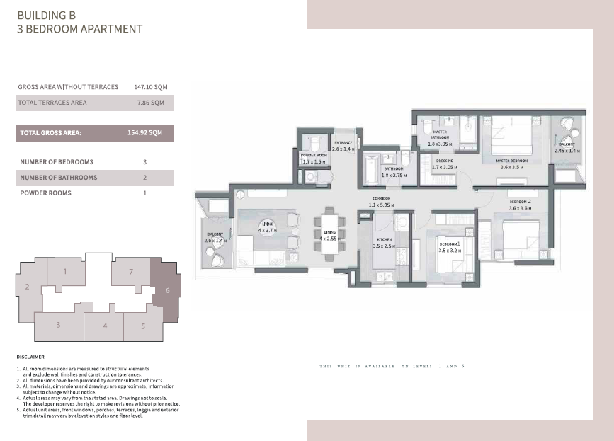 Floor plan for apartment at Grand Residences  Cairo Gate