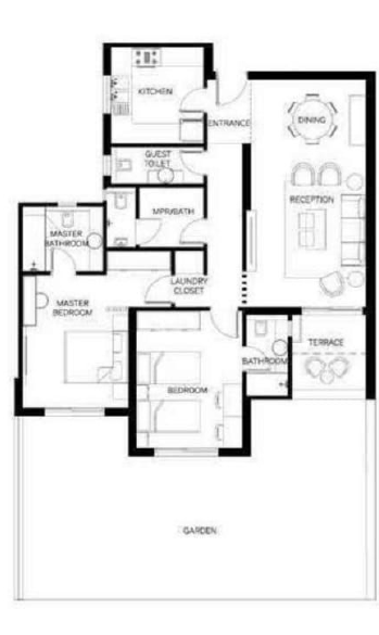 Floor plan for apartment at Trio