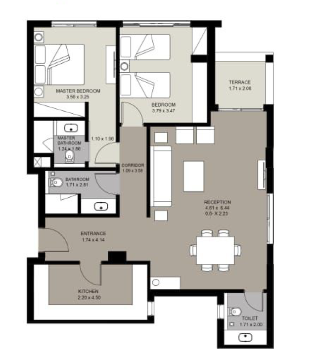 Floor plan for apartment at Trio