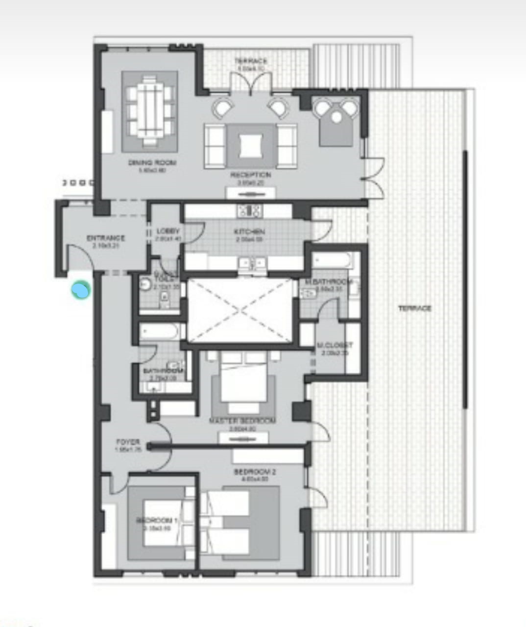 Floor plan for penthouse at Sky Condos