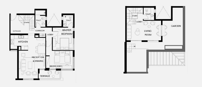 Floor plan for duplex at Trio