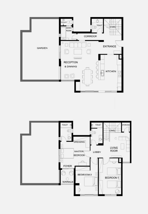 Floor plan for duplex at Trio
