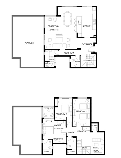 Floor plan for duplex at Trio