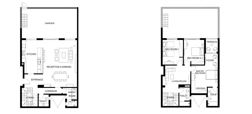 Floor plan for duplex at Trio