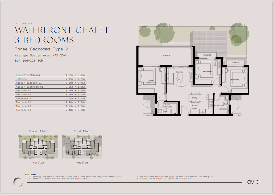 Floor plan for chalet at Ayla Jefaira