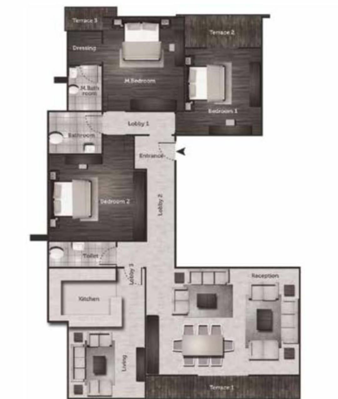 Floor plan for apartment at Galleria Residence