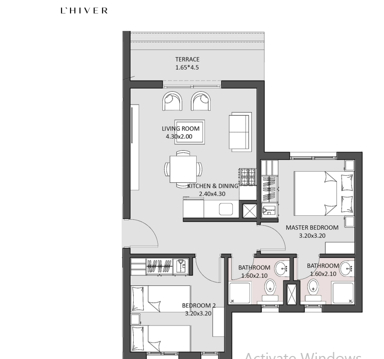 Floor plan for apartment at L'Hiver