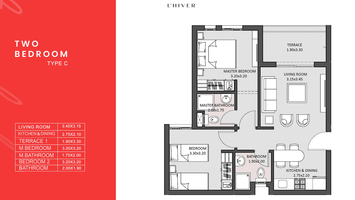 Floor plan for apartment at L'Hiver