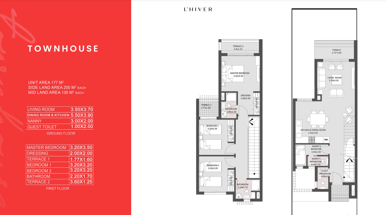 Floor plan for townhouse at L'Hiver