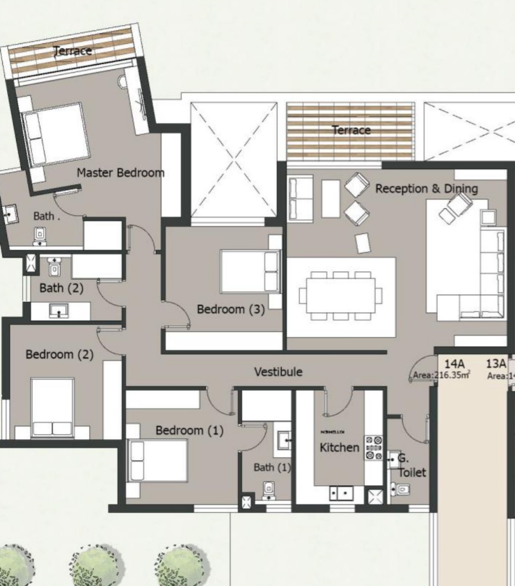 Floor plan for apartment at Palm Hills New Cairo
