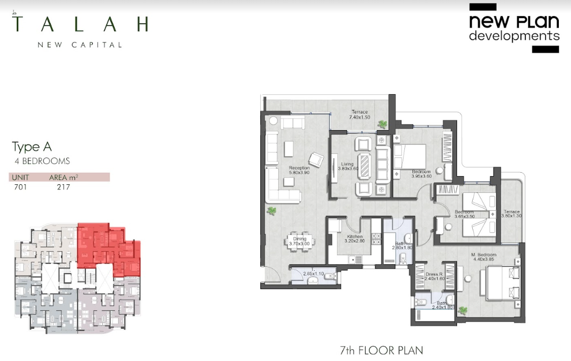 Floor plan for apartment at Talah