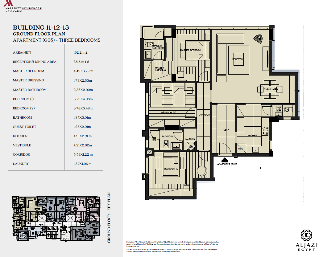 Floor plan for apartment at Al Jazi First Marriott Residences