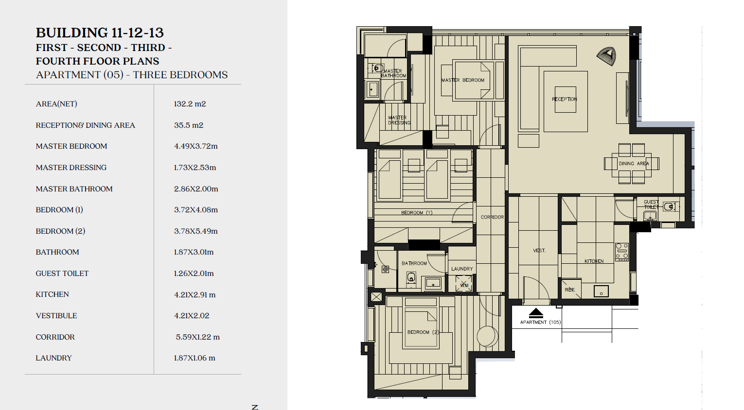 Floor plan for apartment at Al Jazi First Marriott Residences