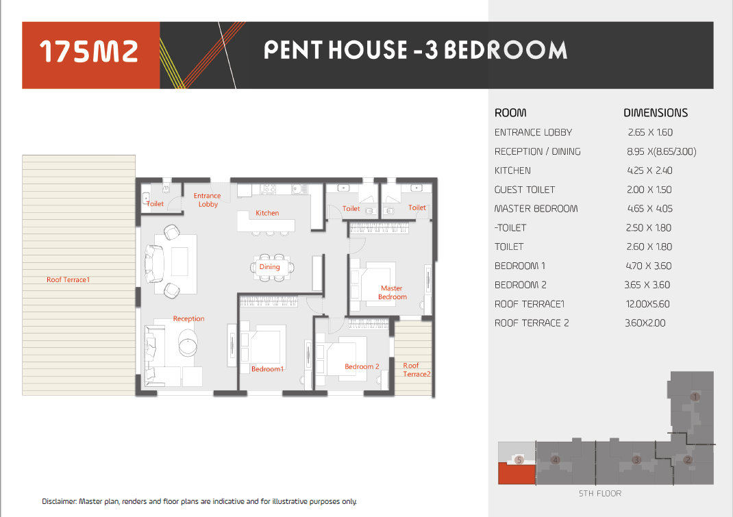 Floor plan for penthouse at Al Karma Kay