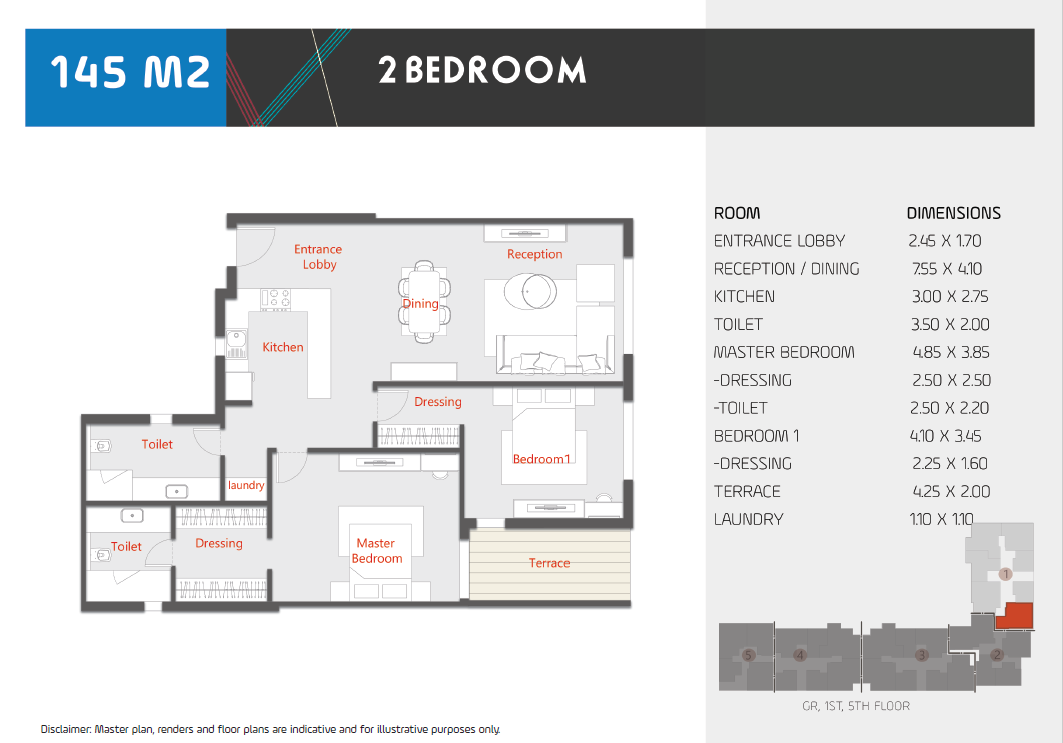 Floor plan for penthouse at Al Karma Kay