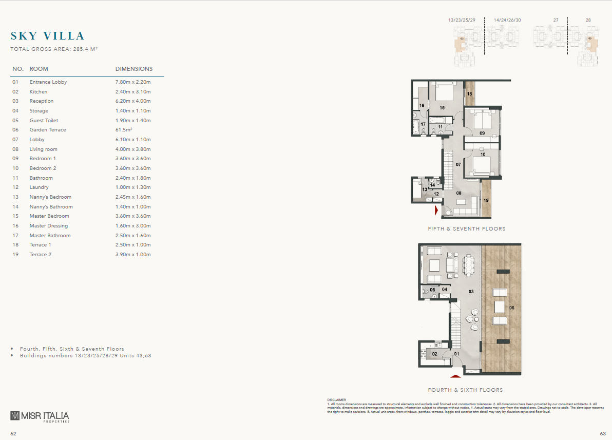 Floor plan for villa at Vinci