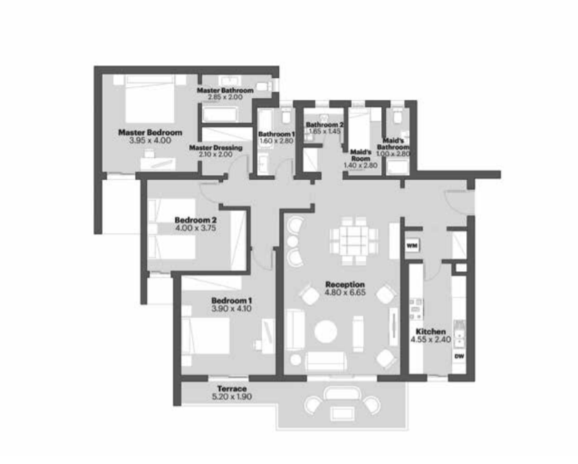Floor plan for apartment at Cairo Festival City