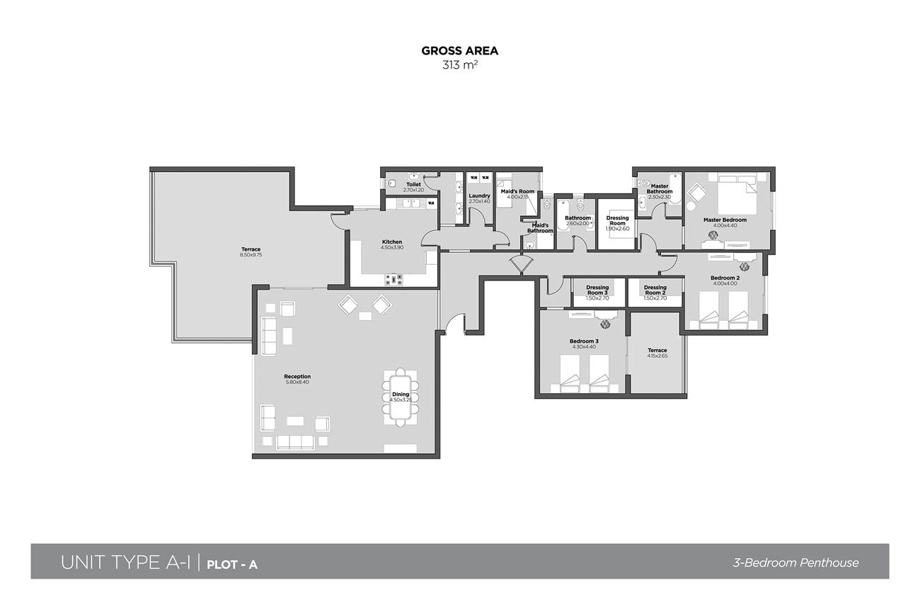 Floor plan for penthouse at Cairo Festival City