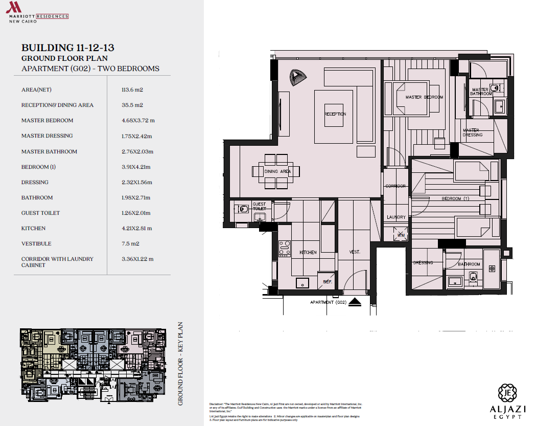 Floor plan for apartment at Al Jazi First Marriott Residences