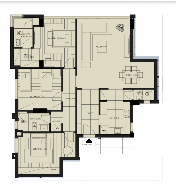 Floor plan for apartment at Al Jazi First Marriott Residences
