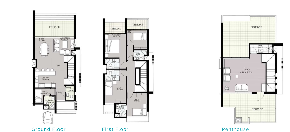 Floor plan for townhouse at Smeralda Bay Sidi Heneish -Sbay