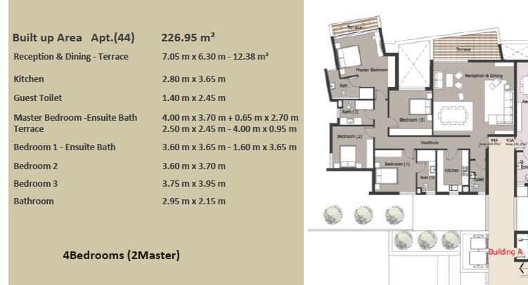 Floor plan for apartment at Palm Hills New Cairo