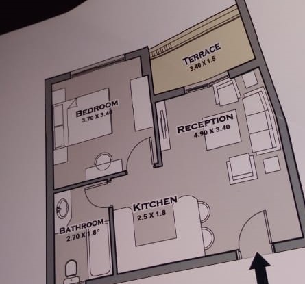 Floor plan for studio at Sarai
