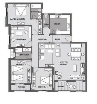 Floor plan for apartment at De Joya 3