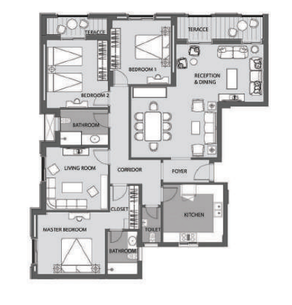 Floor plan for apartment at De Joya 3