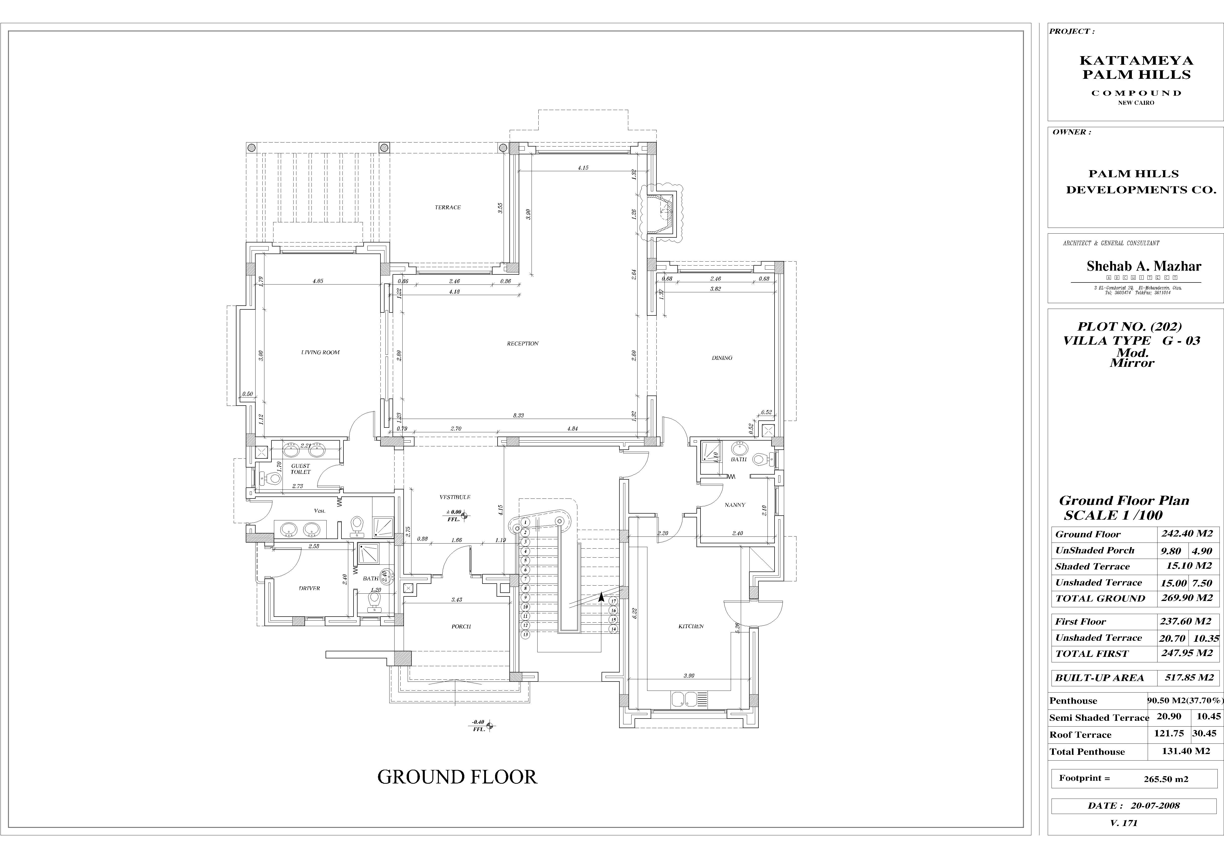 Floor plan for villa at Palm Hills Katameya (PK1)