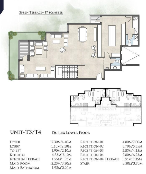 Floor plan for duplex at De Joya 2