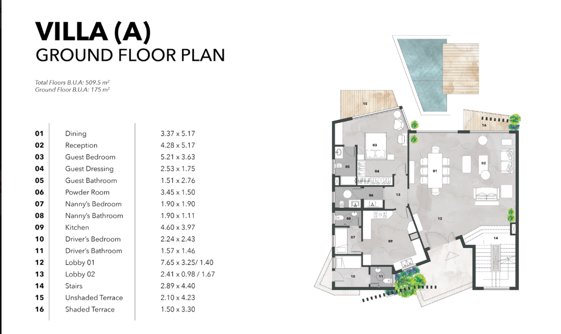 Floor plan for villa at Vinci