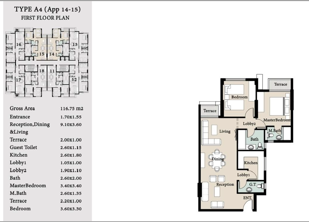 Floor plan for apartment at Yaru