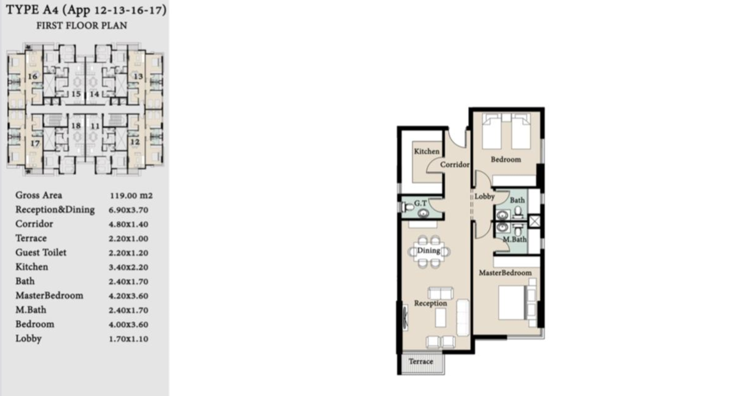 Floor plan for apartment at Yaru